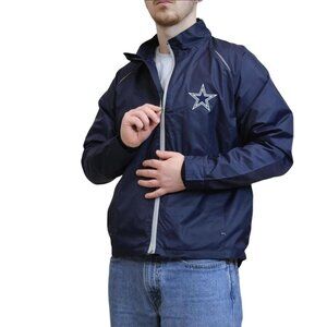 Dallas Cowboys Mens NFL Jacket L Navy Windbreaker Lightweight Outerwear Sporty